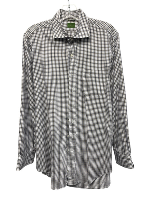 Sid Mashburn Size 15 White & Multi Cotton Plaid Button Down Long Sleeve Shirt White & Multi / 15