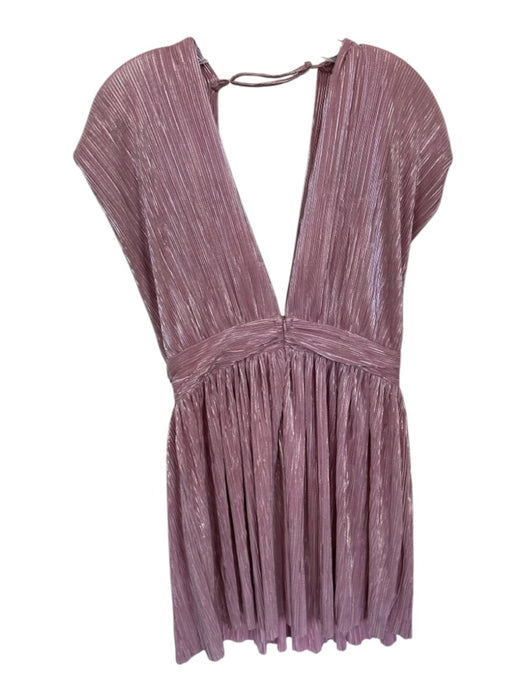 Sabina Musayev Size XL Pink Polyester Shoulder Pads Acordian Pleated Dress Pink / XL