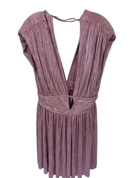 Sabina Musayev Size XL Pink Polyester Shoulder Pads Acordian Pleated Dress Pink / XL