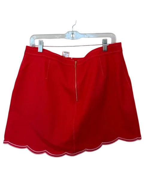Ramy Brook Size 16 Red & Pink Cotton Blend Back Zip Scallopped Hem Mini Skirt Red & Pink / 16
