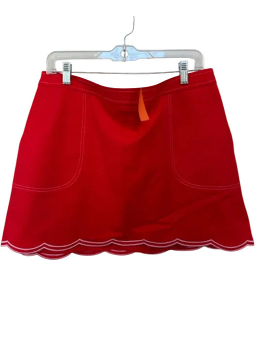 Ramy Brook Size 16 Red & Pink Cotton Blend Back Zip Scallopped Hem Mini Skirt Red & Pink / 16