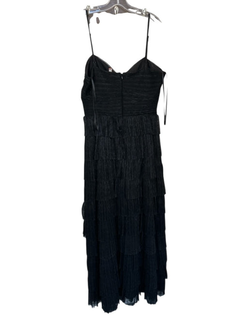 Gianni Bini Size 12 Black Polyester Spaghetti Strap Acordian Pleated Tiered Gown Black / 12