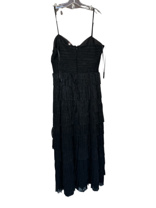 Gianni Bini Size 12 Black Polyester Spaghetti Strap Acordian Pleated Tiered Gown Black / 12