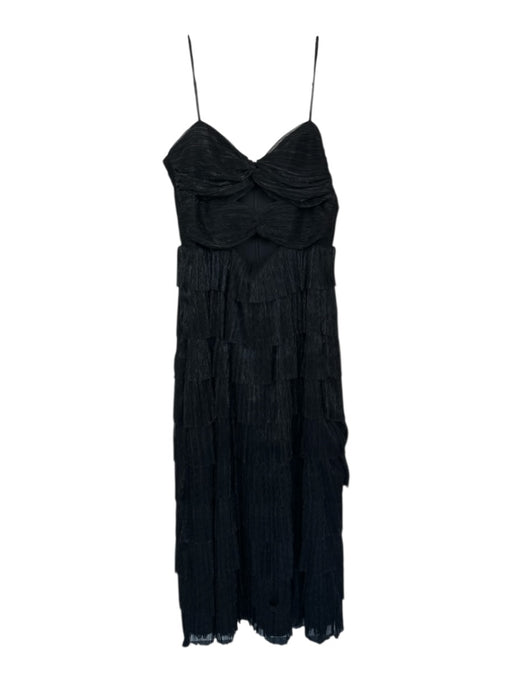 Gianni Bini Size 12 Black Polyester Spaghetti Strap Acordian Pleated Tiered Gown Black / 12