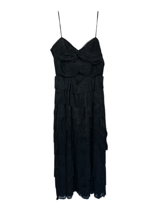 Gianni Bini Size 12 Black Polyester Spaghetti Strap Acordian Pleated Tiered Gown Black / 12
