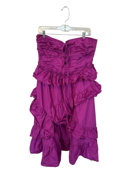 Ulla Johnson Size 16 Purple Cotton Halter Neck Ruffles Maxi Dress Purple / 16