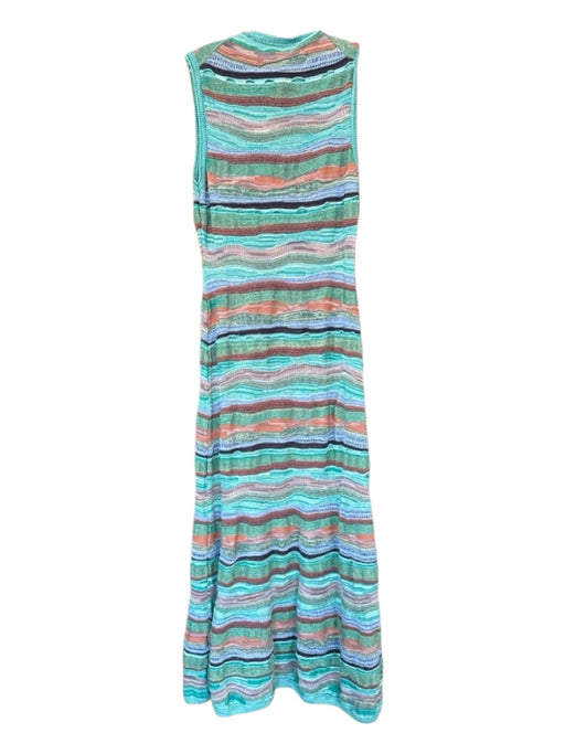 Ulla Johnson Size XL Teal & Orange Organic Cotton Blend Sleeveless Striped Dress Teal & Orange / XL