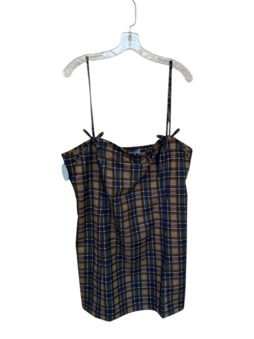 Hill House Size XXL Brown & Navy Polyester Blend Spaghetti Strap Plaid Dress Brown & Navy / XXL