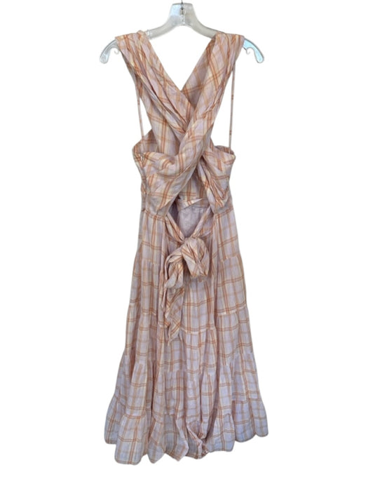 Ulla Johnson Size 12 Purple & Tan Cotton Sleeveless Plaid Keyhole Maxi Dress Purple & Tan / 12