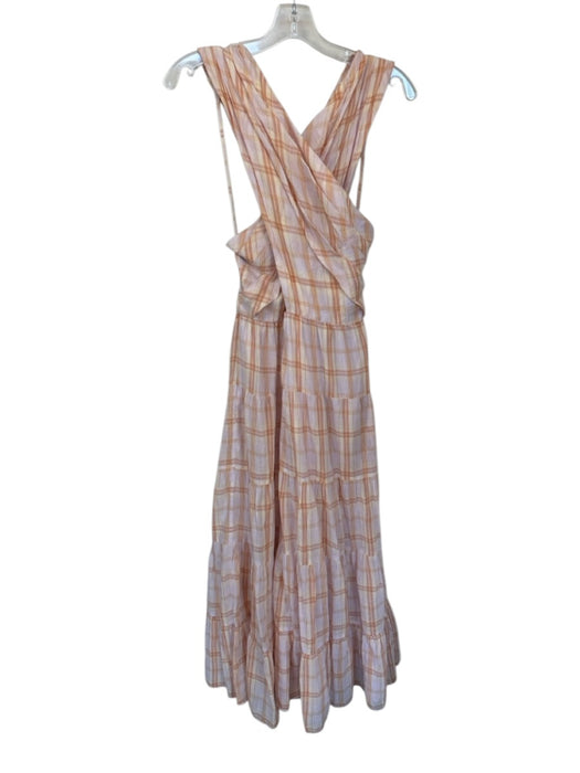Ulla Johnson Size 12 Purple & Tan Cotton Sleeveless Plaid Keyhole Maxi Dress Purple & Tan / 12