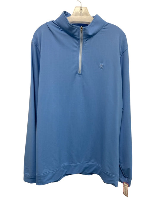 Peter Millar Size XL Blue Synthetic Herringbone Athletic Men's Long Sleeve Shirt Blue / XL