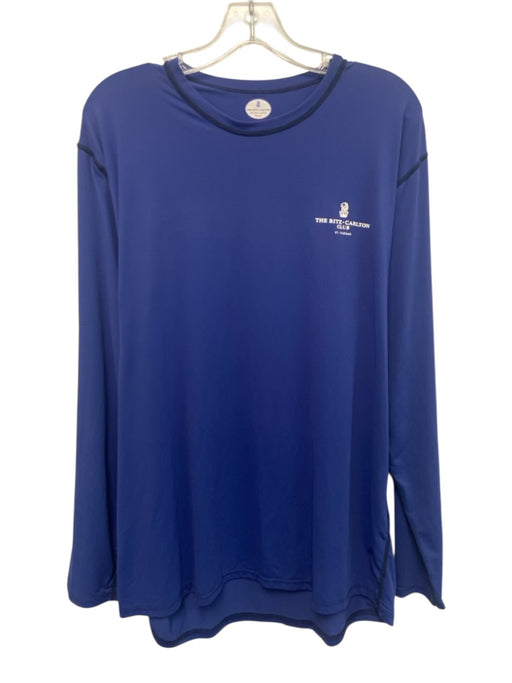 Ritz Carlton Size XL Blue Synthetic Solid T shirt Athleisure Long Sleeve Shirt Blue / XL