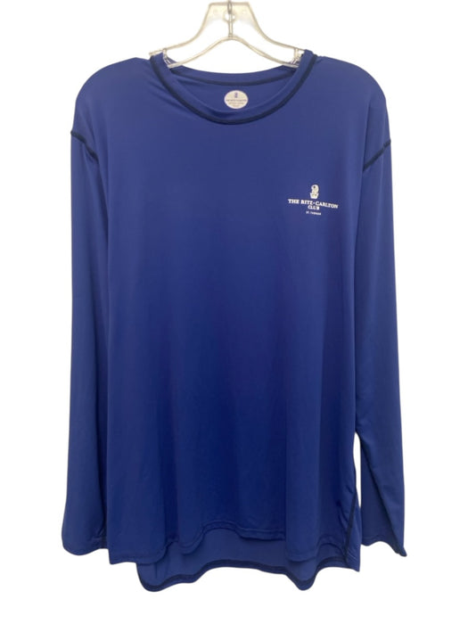 Ritz Carlton Size XL Blue Synthetic Solid T shirt Athleisure Long Sleeve Shirt Blue / XL