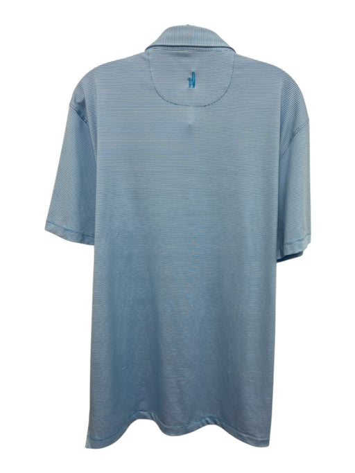 Johnnie O Size L Blue & White Synthetic Striped braves Polo Men's Short Sleeve Blue & White / L