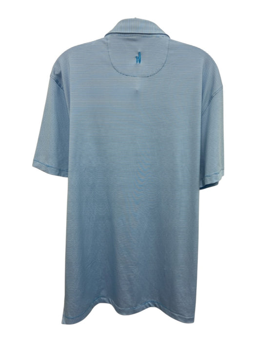 Johnnie O Size L Blue & White Synthetic Striped braves Polo Men's Short Sleeve Blue & White / L