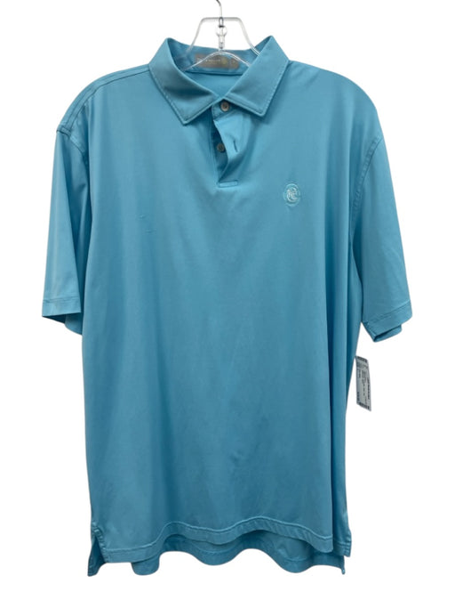 Peter Millar Size L Light blue Polyester Solid Polo Men's Short Sleeve Light blue / L