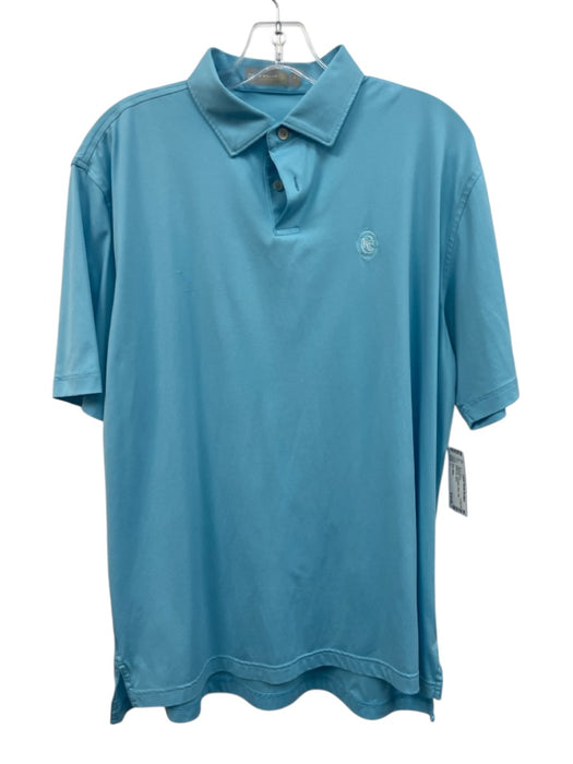Peter Millar Size L Light blue Polyester Solid Polo Men's Short Sleeve Light blue / L