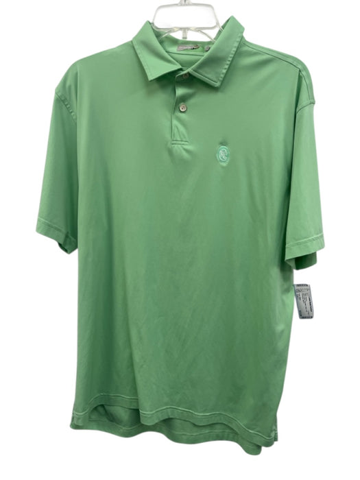 Peter Millar Size Est L Light Green Polyester Solid Polo Men's Short Sleeve Light Green / Est L