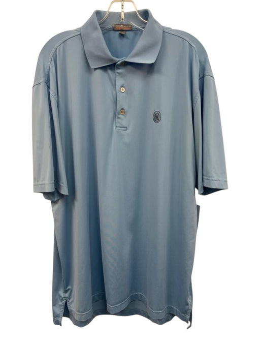 Peter Millar Size L Light blue Polyester Solid Polo Men's Short Sleeve Light blue / L