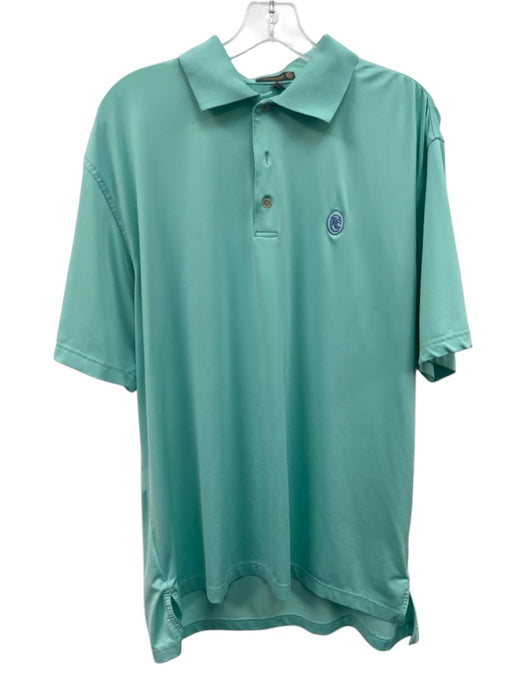 Peter Millar Size L Green Polyester Solid Polo Men's Short Sleeve Green / L