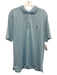 F & G tech Size L Blue & White Synthetic Striped Polo Athleisure Short Sleeve Blue & White / L