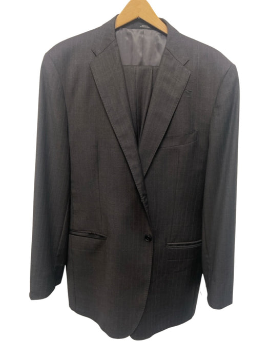 Zegna AS IS Gray Wool Striped 2 Button Men's Suit Gray / 44L
