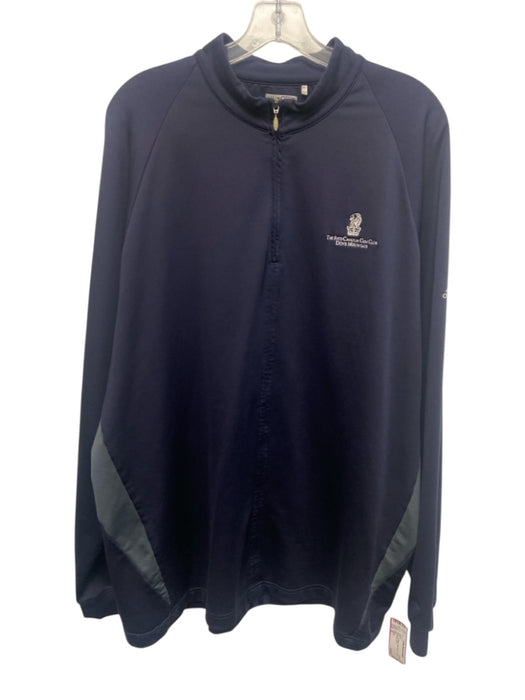 Adidas Size XL Navy Synthetic Solid Zip UP Track Men's Jacket Navy / XL