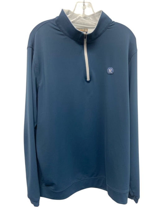 Peter Millar Size XL Blue Synthetic Solid Quarter Zip Men's Long Sleeve Shirt Blue / XL