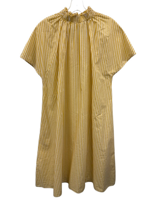 Ann Mashburn Size M Yellow & White Cotton Stripe Pockets Mock Neck Dress Yellow & White / M