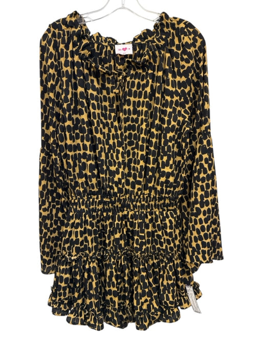 Buddy Love Size M Tan & black Polyester Mini Elastic Waist keyhole front Dress Tan & black / M