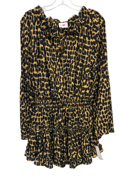 Buddy Love Size M Tan & black Polyester Mini Elastic Waist keyhole front Dress Tan & black / M