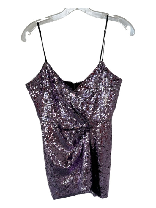 Parker Size 4 Purple Sequin Polyester Spaghetti Strap Front detail Dress Purple / 4