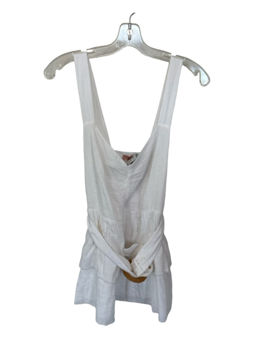 Show Me Your Mumu Size M White Cotton Gauze Sleeveless Belt Mini Dress White / M