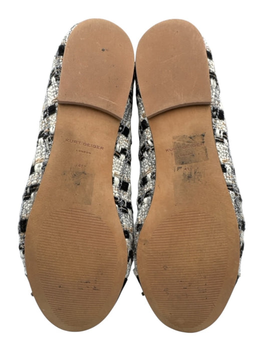 Kurt Geiger Shoe Size 41 Black & White Tweed Bow Toe Cap Patent Flats Black & White / 41