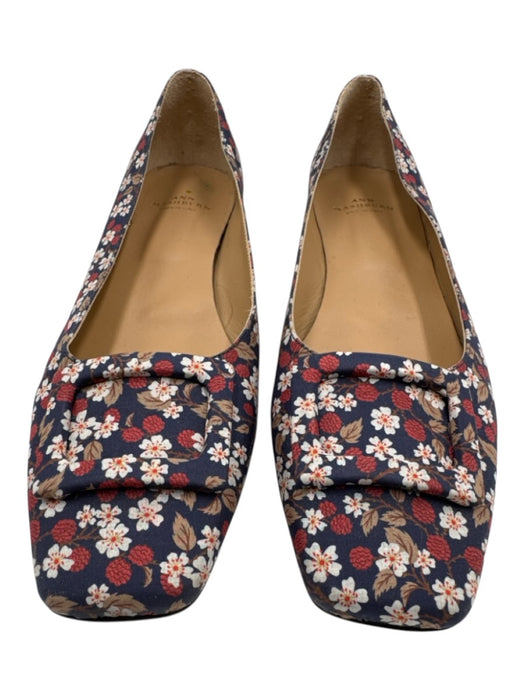 Ann Mashburn Shoe Size 41 Blue, Red, White Leather & Textile Square Toe Flats Blue, Red, White / 41