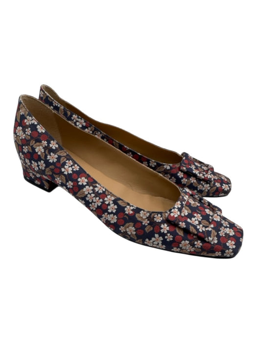 Ann Mashburn Shoe Size 41 Blue, Red, White Leather & Textile Square Toe Flats Blue, Red, White / 41