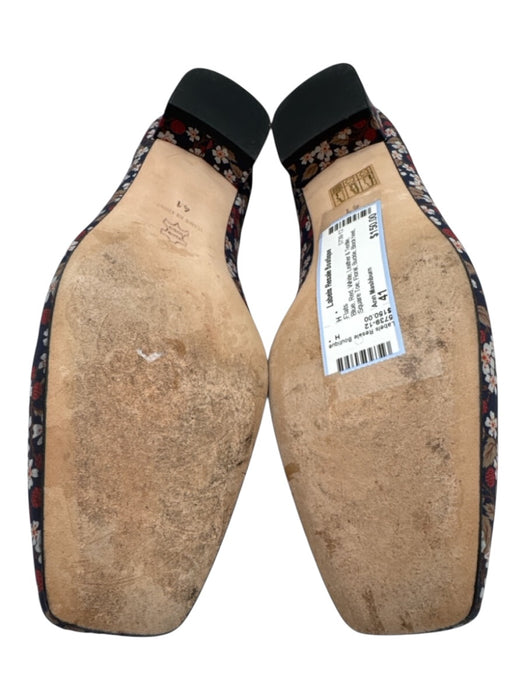Ann Mashburn Shoe Size 41 Blue, Red, White Leather & Textile Square Toe Flats Blue, Red, White / 41
