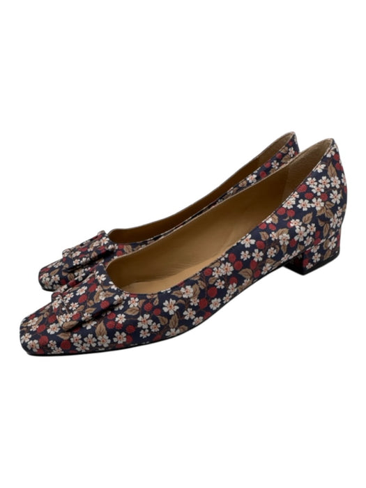 Ann Mashburn Shoe Size 41 Blue, Red, White Leather & Textile Square Toe Flats Blue, Red, White / 41