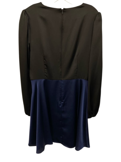Milly Size 12 Navy Blue & Black Polyester Long puff sleeve V Neck Mini Dress Navy Blue & Black / 12