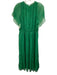 Whistles Size 8 Green & Black Polyester Short Sleeve Floral Print Midi Dress Green & Black / 8