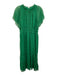 Whistles Size 8 Green & Black Polyester Short Sleeve Floral Print Midi Dress Green & Black / 8