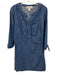 Sara Campbell Size M Blue Cotton & Tencel 3/4 Sleeve Split V neckline Mini Dress Blue / M