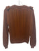 Sezane Size M Brown Wool Ruffle Front Pom Pom Rib Knit Sweater Brown / M