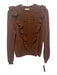 Sezane Size M Brown Wool Ruffle Front Pom Pom Rib Knit Sweater Brown / M