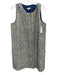 Ann Mashburn Size L White & Blue Cotton & Viscose Sleeveless Tweed Zip Up Dress White & Blue / L