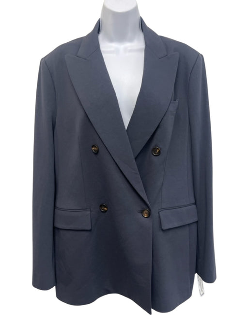 Brunello Cucinelli Size 48 Navy Blue Cotton Blend Long Sleeve Darted Jacket Navy Blue / 48