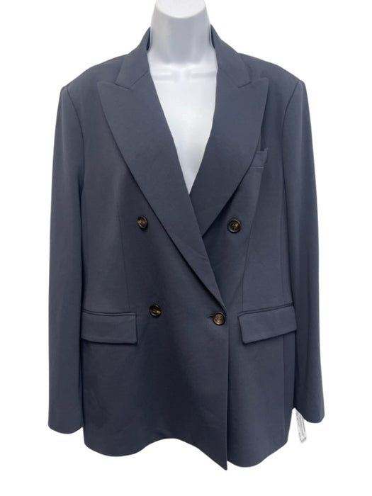 Brunello Cucinelli Size 48 Navy Blue Cotton Blend Long Sleeve Darted Jacket Navy Blue / 48