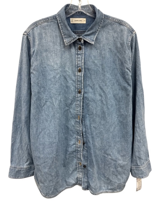 Everlane Size 16 Light Wash Cotton Long Sleeve Button Front Chambray Top Light Wash / 16