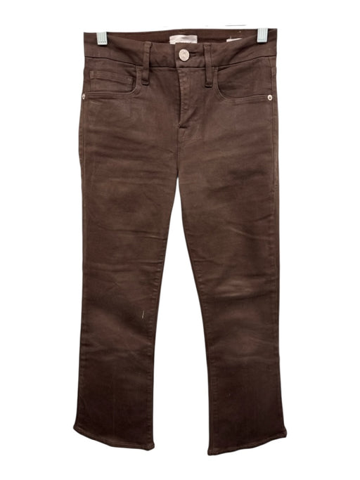 Frame Size 25 Dark Brown Cotton Denim High Rise Waxed Pockets Jeans Dark Brown / 25