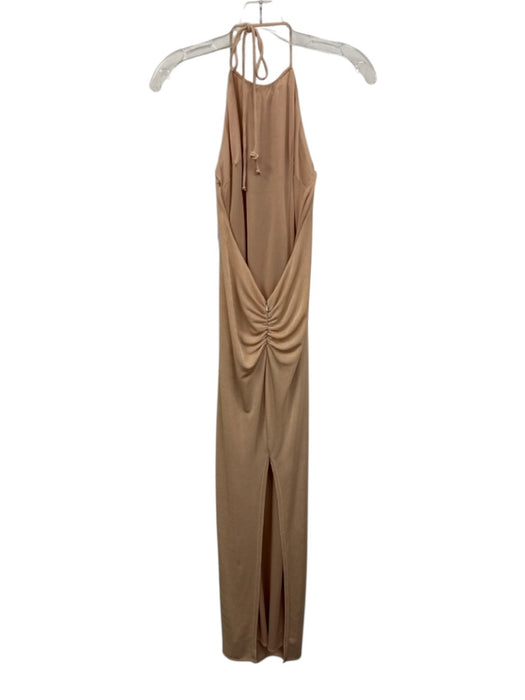 Katie May Size 1 Blush Beige Polyester Spaghetti Strap Shimmer Open Back Dress Blush Beige / 1